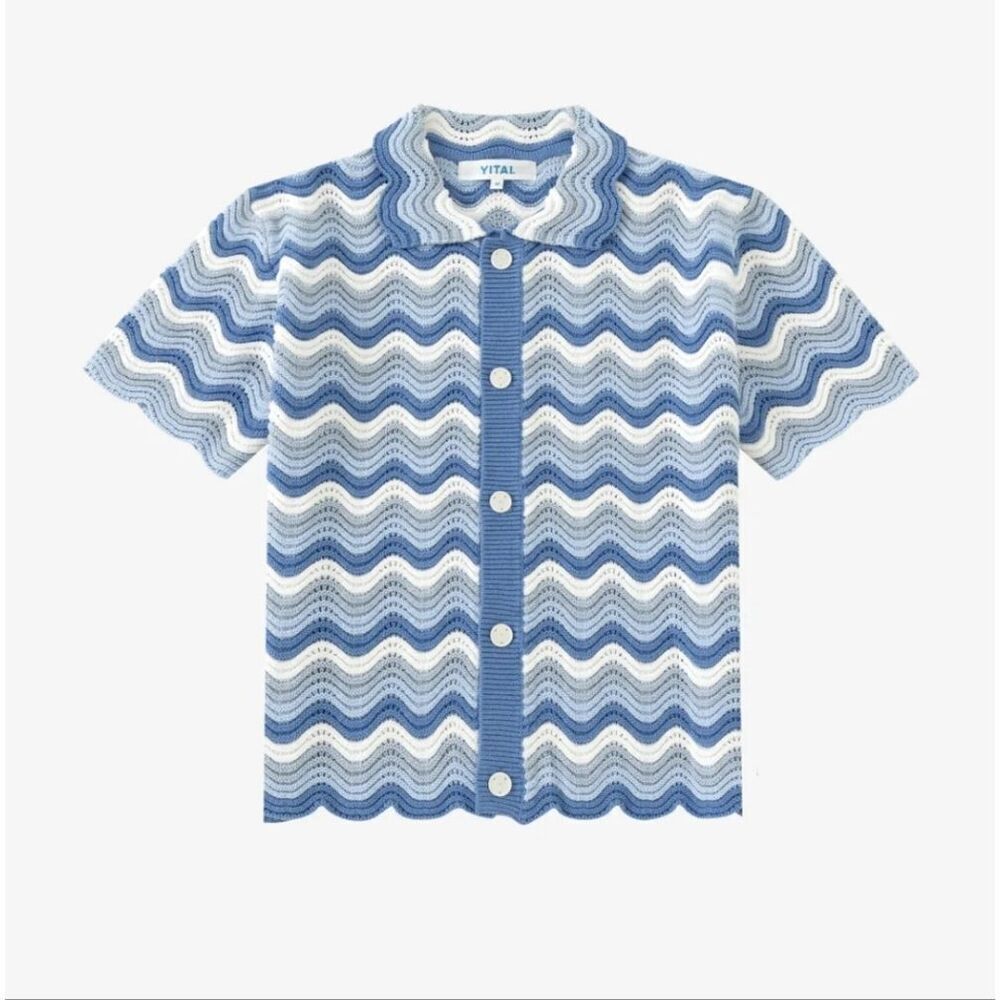 YITAI Nwt Azure Shale Stitch Button-Up Size 2XL00